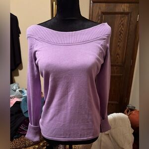 Dana Buchman Lavender Off-Shoulder Knit Sweater